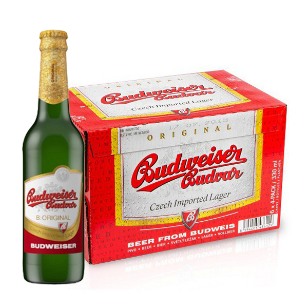 Bia Budweiser Budvar Original - 24 chai 330ml vàng