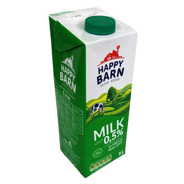 Thùng sữa tươi nguyên chất Happy Barn 0,5% 1L x 12