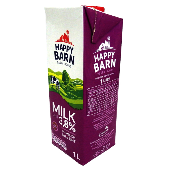 Thùng sữa tươi nguyên kem 3,8% Happy Barn 1L x 12